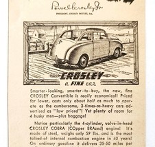 1947 Crosley Convertible Car Automotive Advertisement Vintage Automobili... - $19.99