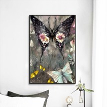 Vintage Butterfly Painting Framed Mural 12&#39; X 18&#39; Home Decor Wall Art Painting - £36.76 GBP