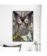 Vintage Butterfly Painting Framed Mural 12&#39; X 18&#39; Home Decor Wall Art Pa... - £36.12 GBP