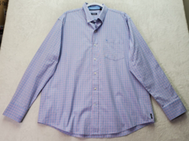 IZOD Dress Shirt Mens XL Pink Blue Plaid Cotton Long Sleeve Collared Button Down - £12.32 GBP