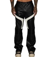 Leather Pant Pants Men&#39;s Real Men Cargo Biker Jeans Pockets Trousers Bla... - $190.11 CAD