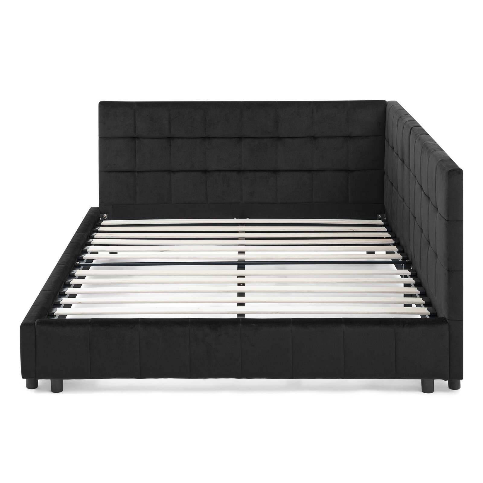 Full Size Upholstered Tufted Bed Frame Velvet Black Sofa Item image 8