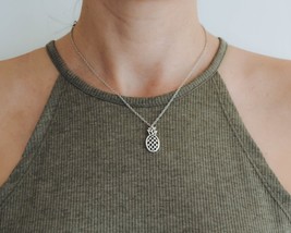 Silver pineapple pendant, stainless steel chain necklace for her - £16.78 GBP