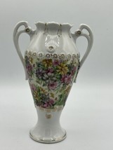 Tilso Hand Painted Gold Trimmed Floral Victorian Chintz Porcelain Vase Urn Vntg - £18.34 GBP