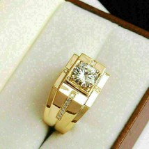 14k Gelbgold FN Herren 2Ct Rund Labor Erstellt Ehering Verlobung Rosa Ring - £95.65 GBP