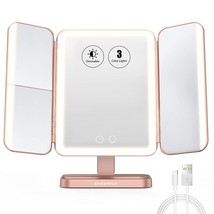 Easehold Rechargeable 5000 Mah Lighted Makeup Mirror, 1X/2X/3X/10X, Rose Gold - £63.68 GBP
