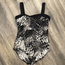 Miraclesuit Animal Print 1Pc Womens Slimming Swimsuit Size 14 Black Gray White - £25.54 GBP