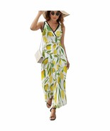 Mondxflaur Yellow Lemon Summer Dresses for Women V-neck Sleeveless Long ... - $49.37 CAD+