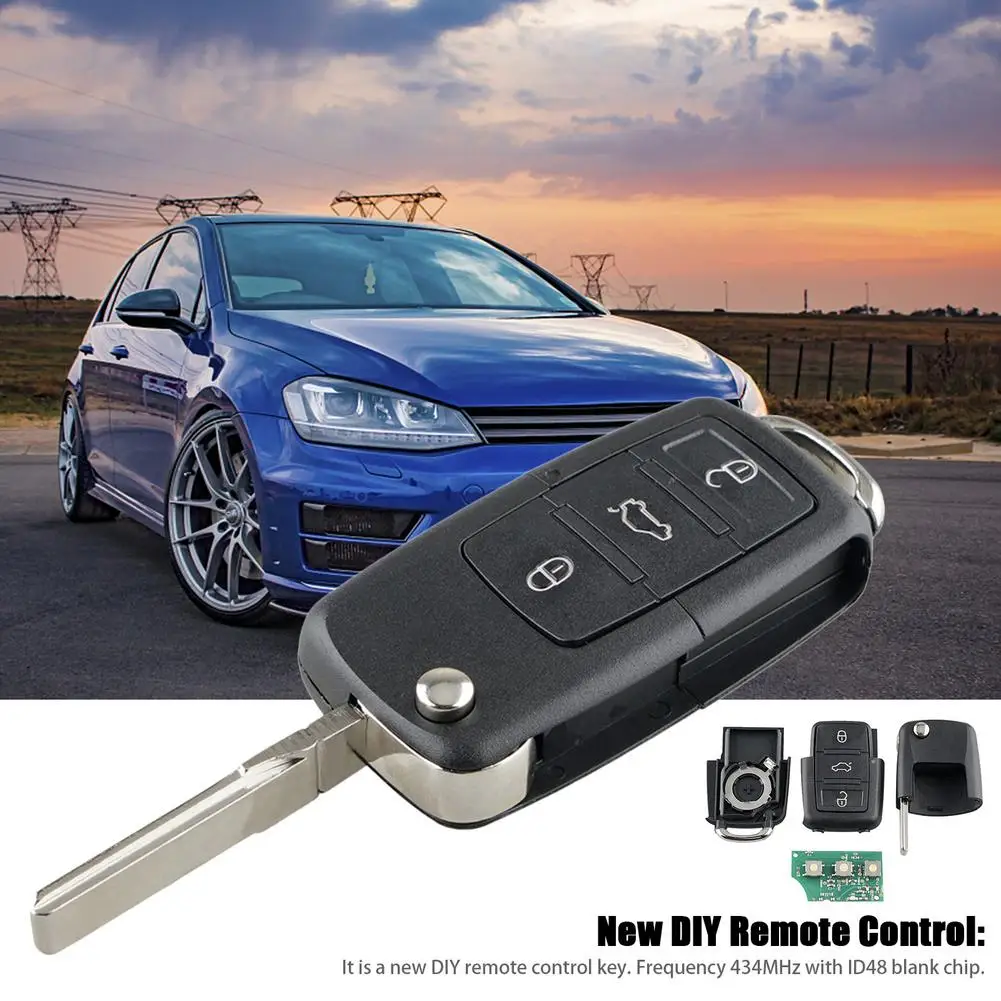 Central Locking Car Remote Key For Volkswagen Beetle Caddy Golf Mk6 3 Buttons - £16.32 GBP