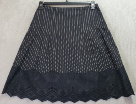 Ann Taylor A Line Skirt Womens Size 0 Black Polka Dot Lined Eyelet Side Zipper - £17.99 GBP