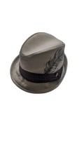 New Goorin Bros Small Dirty Larry Feather Design Fedora Hat Cap Beige - £23.52 GBP