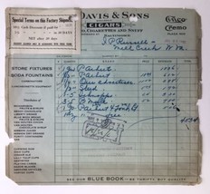 1931 Davis &amp; Sons Wholesale Cigars Tobacco Cigarettes Billhead Baltimore - $15.00