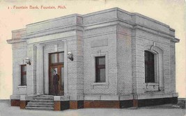 Fountain Bank Fountain Michigan 1912 postcard - $6.90