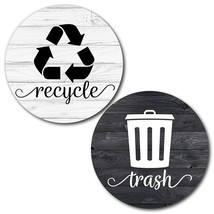 Rustic Trash Recycle Magnets For Kitchen Trash Can And Recycle Bin, Farm... - £12.64 GBP