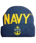 UNITED STATES US NAVY TEXT LOGO DARK BLUE CUFFED KNIT BEANIE WINTER HAT ... - €12,93 EUR
