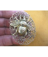 (b-bee-156) large Bee bumble bees insect filigree oval brass pin pendant... - $372.77 MXN