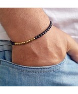 Bracelet black matt gold beads for men and men - £10.96 GBP