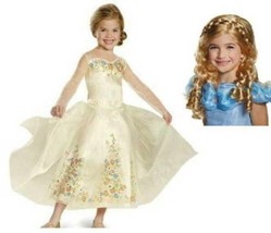 Girl Cinderella Halloween Costume Disney Princess Gold Wedding Dress &amp; W... - $29.70