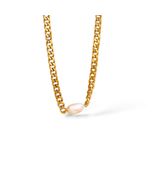 Persia Cuban Chain Pearl &amp; Gold Necklace - $25.00