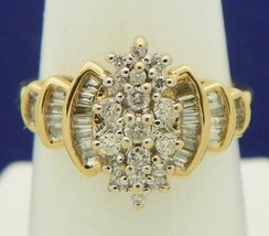 1/2ct Diamond Cocktail Ring REAL Solid 10k Yellow Gold 4.5g Size 7 - £770.89 GBP