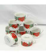 Gibson Christmas Holly Cups Poinsettias Lot of 8 Xmas - $431.82 MXN