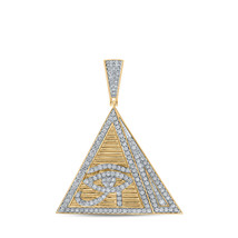 10kt Yellow Gold Mens Round Diamond Pyramid Eye Ra Charm Pendant 1-7/8 Cttw - $2,177.80