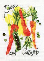 RTO Stamped Cross Stitch Kit 6&quot;X8.25&quot;-Paint by Threads - Pea and Carrot - $17.59