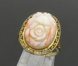 Authenticity Guarantee 
14K GOLD - Vintage Rose Flower Carved Shell Shiny Ban... - £399.63 GBP