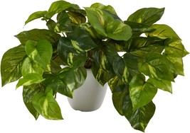 Nearly Natural 9In. Pothos Artificial Plant In White Planter (Real Touch) - $30.92