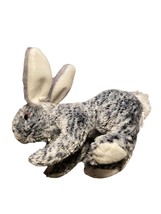 Speckled Gray Bunny Rabbit soft plush 6.5&quot;L Crouching ~ Baby Nursery Room Decor - £5.51 GBP