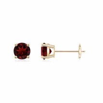 Natural Garnet Solitaire Stud Earrings For Women in 14K Gold (AAA, 5MM) - £267.08 GBP