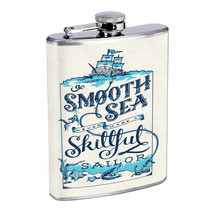 Smooth Sea Skillful Sailor Em1 Flask 8oz Stainless Steel Hip Drinking Whiskey - £11.89 GBP