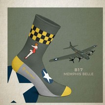 Heel Tread - B-17 Memphis Belle socks - (7½-11½) US (8-12) Made in Portugal - £15.94 GBP