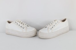 Vintage Y2K Steve Madden Womens Size 8 Leather Platform Shoes Sneakers White - £71.40 GBP