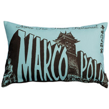 Marco Polo Theatre Restaurant 12x20 Blue Throw Pillow, with Polyfill Insert - £55.43 GBP