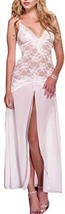 Unomatch Women Sleeveless Lace Slit Front Long Gown Lingerie White (X-Small, Whi - £58.99 GBP