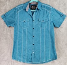 Drill Clothing Co Shirt Mens Large Blue Casual Dad Button Up Short Sleeve - £17.40 GBP