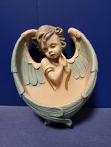Ceramic Italy Cherub Baby Angel Wings Wall Pocket Vintage original tags  - $44.95