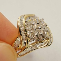 2Ct Rund Labor Erstellt Diamant Haufen Verlobung Ring 14K Gelb Vergoldet - £108.28 GBP
