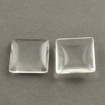 6 Domed Square Glass Tile Cabochons 15mm Clear Flatbacks Flat Back  - £1.99 GBP