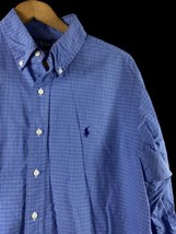 Ralph Lauren Custom Fit Dress Shirt Mens Size Large Blue Check Plaid But... - $37.22