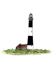 Fire Island Light Lighthouse House Nautical Home Boat Beach Vinyl Decal Decor - $6.95+