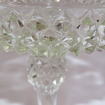 Vintage Indiana Glass Clear Pedestal Dish With Diamond Cut Design Beautiful Dish - £10.88 GBP
