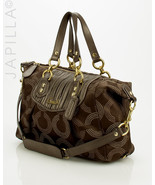 Lovely Coach Ashley canvas leather Dotted Op Art F20015 Satchel purse! - $107.91