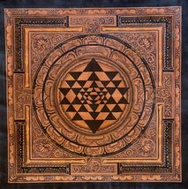 OIL VARNISHED SHRI YANTRA  NEWARI PAUBHA MASTERPIECE THANGKA PAINTING - $121.13