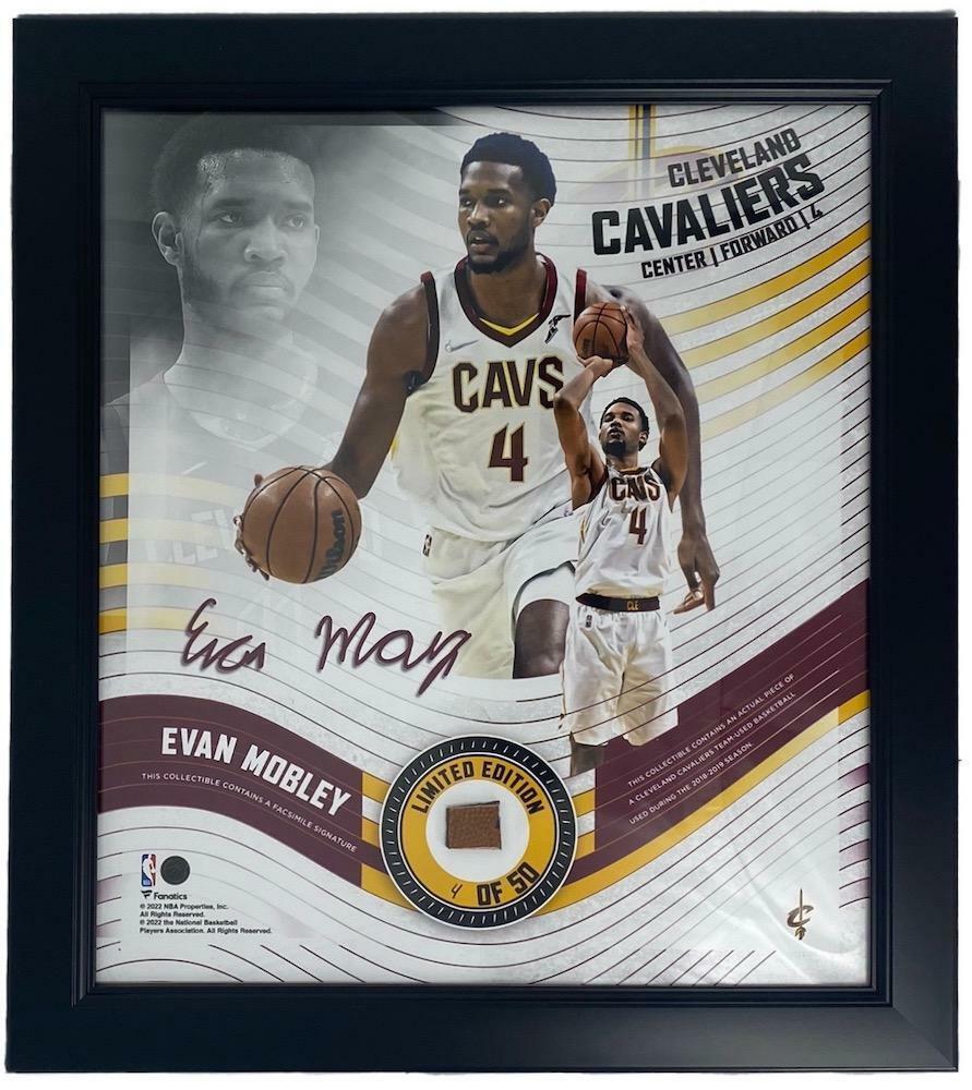 EVAN MOBLEY Cavaliers Framed 15&quot; x 17&quot; Game Used Basketball Collage LE 4/50 - $295.00