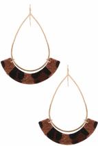 Faux/Furry Goldtone Metal Leopard Print Hoop Drop Earring Set (Brown) - £13.39 GBP