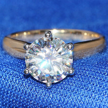2CT Brilliant Round-Cut Diamond Solitaire Engagement Ring 14K Yellow Gol... - €65,58 EUR