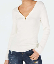 allbrand365 designer Womens Zipper Embellished Sweater, X-Large, Washed White - £35.83 GBP