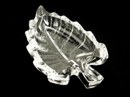 Crystal Clear Glassware Leaf Shape Trinket Dish, Thick Walled, Sewing Pi... - $19.55